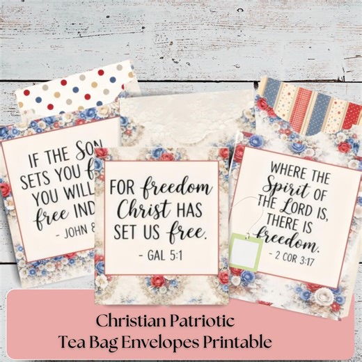 Christian Tea Bag Envelopes Printable, Scripture Tea Pocket Holders, Floral Patriotic Tea Gift Template, 12 Page JPG PDF - Etsy UK