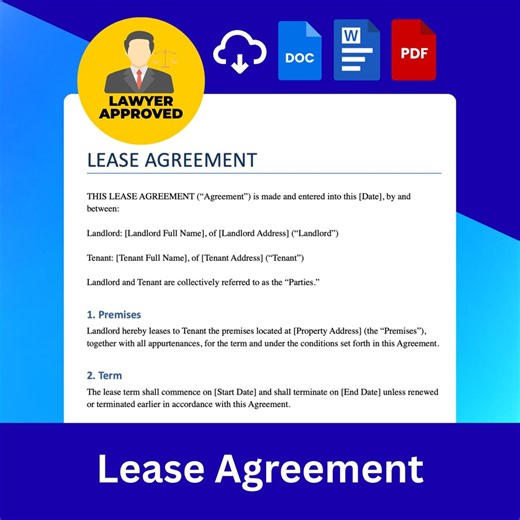 Lease Agreement Document Kit | Editable Rental Contract Template | Landlord & Tenant Legal Forms | Instant Download - Etsy