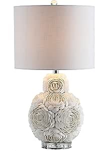 JONATHAN Y JYL1049A Seashell Rosette 24" LED Table Lamp Contemporary Transitional Bedside Desk Nightstand Lamp for Bedroom Living Room Office College Bookcase LED Bulb Included, Cream - Amazon.com