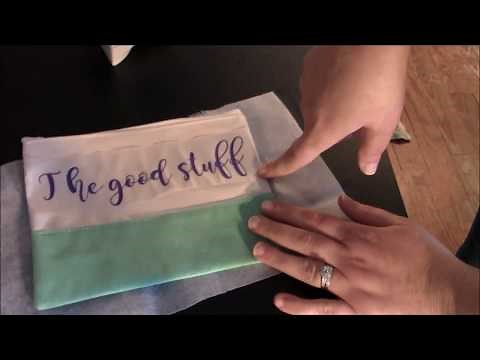 Cricut - HTV iron on heat transfer vinyl makeup bag tutorial video