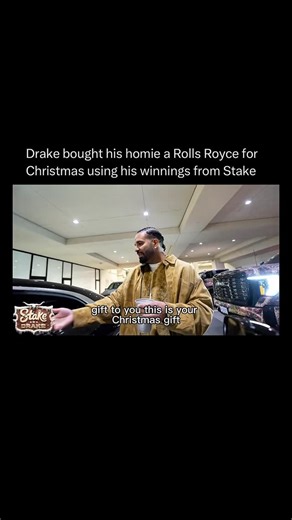 DailyHumor on Instagram: "W friend 😭🔥 Drake has a long-standing partnership with the online gambling platform Stake, frequently appearing in sponsored streams and promotional content where large bets and wins are showcased. Clips like this circulated widely around the holidays, with claims that he used winnings from those sessions to buy a Rolls-Royce as a gift for a close friend, adding to the spectacle around his high-profile gambling persona. What’s verifiable is that Drake is paid through