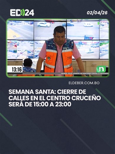 Con el objetivo de brindar seguridad a los feligreses que asistirán a las actividades Jueves y Viernes Santo, la Alcaldía cruceña informó que efectivos de la Policía Boliviana realizarán el cierre de calles aledañas a la Catedral, la plaza 24 de Septiembre e iglesias en el centro de la capital cruceña. #ElDeber #Información #SemanaSanta #SantaCruz #Alcaldia #Seguridad #Feligreses 📹 #AnálisisinformativoED