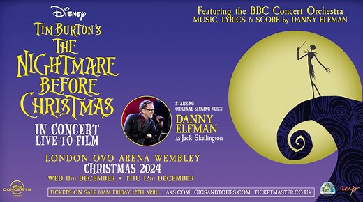 8.3K views · 3.6K reactions | Come with us and you will see... that Tim Burton’s The Nightmare Before Christmas Live In Concert is returning to the UK!  Featuring Danny Elfman performing live in sync with the full-length movie projected on the big screen, accompanied by the BBC Concert Orchestra and very special guests, this unforgettable night returns to London’s SSE Arena, Wembley – tickets on sale now! | Disney | Facebook