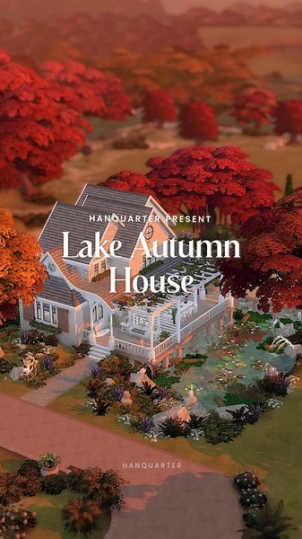 Lake Autumn House - Sims 4 Build with Floating Deck, Outdoor Bar, & Bonfire Area
