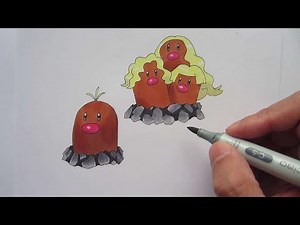How to Draw Pokemon: No. 50 Alolan Diglett, No. 51 Dugtrio