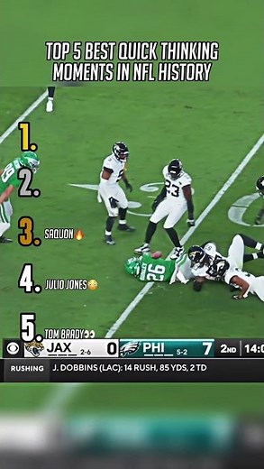 Top 5 Best Quick Thinking Moments in NFL History #shorts