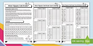 KS2 Winter Olympics Code Breaker Differentiated Worksheets