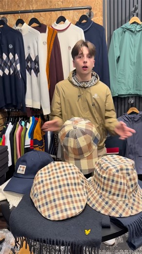 Aquascutum accessories •Flat Cap £79.95 •Navy Baseball Cap £68.95 •Big House Check Cap £79.95 •Bucket Hat £78.95 ￼ TikTok Shop or Directly #aqua #aquascutum #caps #hats | RD1 Clothing