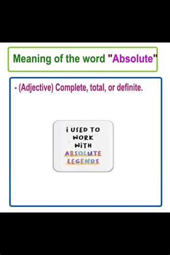 Meaning of Absolute with example sentences Learn Spoken English Learn English Vocabulary #vocabularybuilding #englishteacher #learnenglish #vocabulary #englishlearning #styleoftheday #wordoftheday | English Learning