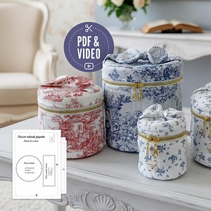 Quilted Round Toiletry Bag With Handle, Decorative Bow, and Lining, 3 Sizes – PDF and Video Tutorial - Etsy