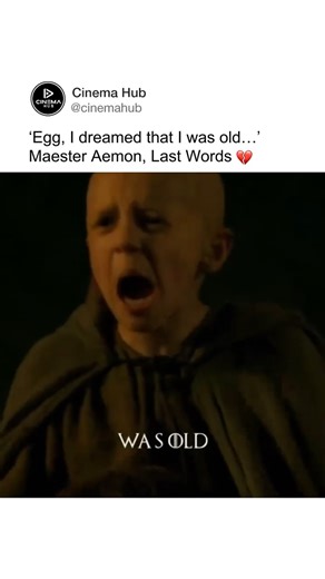 Cinema Hub on Instagram: "“Egg, I dreamed that I was old…” are Maester Aemon Targaryen’s last words as he dies at Castle Black, calling out to his younger brother Aegon V (“Egg”) from the Dunk and Egg/A Knight of the Seven Kingdoms days. The line hurts so much because, in that moment, the blind, frail centenarian at the Wall is mentally back to being a young prince beside his beloved brother, everything in between, a lifetime of duty, loss, and exile, feels like a long, sad dream he’s finally wa