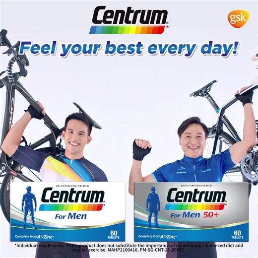 Strong muscles keep you active! Take Centrum Men to feel your best everyday. MAHP2100416 PM-SG-CNT-21-00037 | Centrum