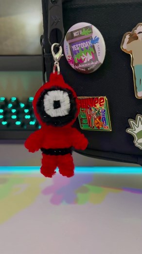 Unique Squid Game Worker Keychains Handcrafted with Pipe Cleaners