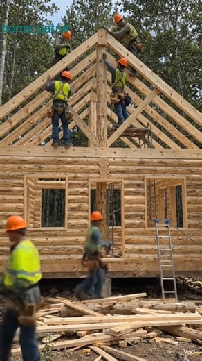 Amazing Wooden House Roof Construction 🔨 | Real Life Building Process in Forest 🌲#viral #home #video