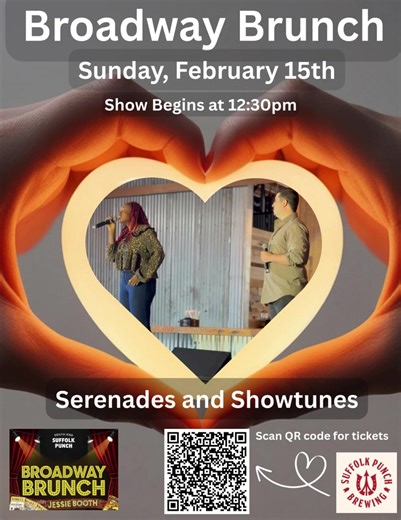 🌹🎭 Broadway Brunch: Serenades & Showtunes 🎭🌹 When the music swells and the spotlight softens, Broadway romance takes center stage. From heartfelt duets to powerful ballads, this Valentine-season brunch is filled with the songs that make us believe in love all over again. Join Jessie Booth & Friends for a cabaret-style morning of live musical theatre — bold voices, unforgettable harmonies, and the kind of connection that only happens in a room full of Broadway lovers. 📅 Sunday, February 15th