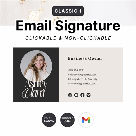 Clickable Email Signature Template: Canva & Google Docs (digital Download) - Etsy