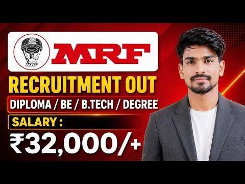 MRF Tyre Recruitment 2026 | Diploma/BE/BTech/Degree | MRF Tyre Vacancy 2026 | MRF Tyre Job Vacancy