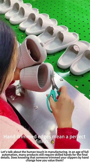 The Perfect Finish: Hand-Trimming Foam Slippers 👡