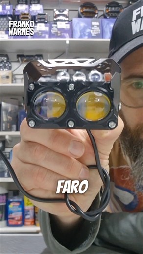Compact LED headlight with white and yellow light, ideal for motorcycles, cars, and trucks. #moto...