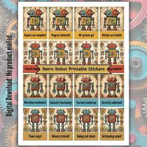 Retro Robot Sticker Set Printable Encouragement Stickers Growth Mindset STEM Classroom Rewards Planner Supplies - Etsy Canada