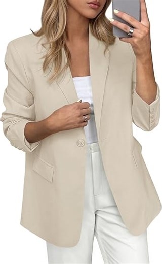 PRETTYGARDEN Blazers for Women Business Casual Outfits Fall Open Front Long Sleeve Suit Jackets Office Work Clothes