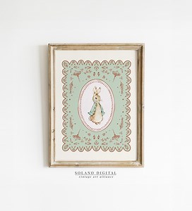 Peter Rabbit Printable Wall Art - Vintage Floral Nursery Decor - Etsy