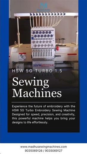 HSW 5G Turbo Embroidery Sewing Machine 🔥 | Next-Level Speed & Precision!