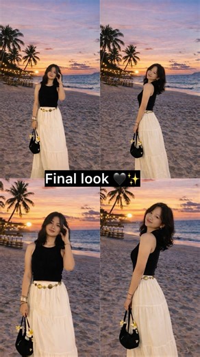 Elegant beach sunset look 🌅🖤 | Simple & classy outfit inspo ✨ #minimalstyle #fashioninspiration