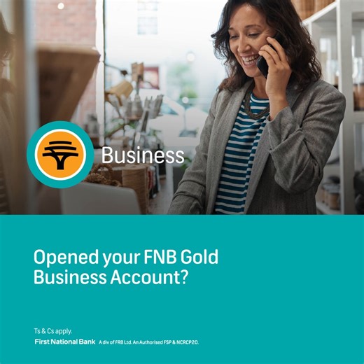 The FNB Gold Business Account is for unstoppable businesses just like yours. It gives you the tools to keep moving forward like 24/7 support, access to new customers on nav» Marketplace, cashback rewards and seamless payments. Learn more: https://bit.ly/47UfM8H #BehindUnstoppableBusiness #HelpChangesEverything | FNB