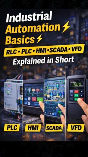 RLC, PLC, HMI, VFD Explained in Short | Industrial Automation Basics #industrialautomation #electric
