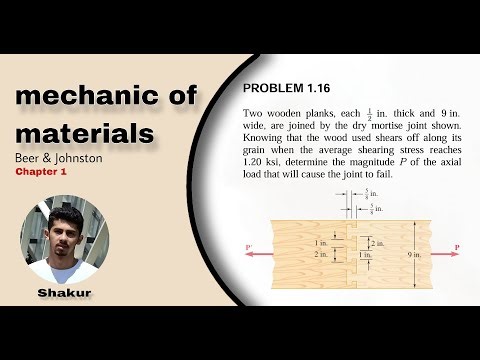 Problem 1.16 | Strength of Materials | Beer & Johnston | Load P for Shear Failure