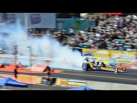 Freight Train Twin Engine Dragster. Fram Autolite Dragway