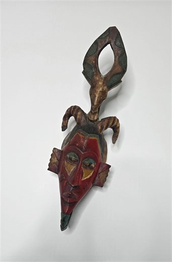 Antique African Gouro Mask in Polychrome Wood - 50 Cm - Vintage 1960s/70s - Handcrafted Sculpture From Ivory Coast - Ethnic Wall Art - Etsy