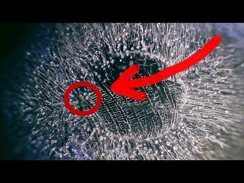 Snow and freezing water drop on glass under the MICROSCOPE // invisible world