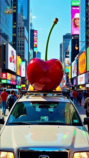 Giant Cherry Taxi Ride | Surreal AI Harvest Urban Adventure 🍒🚕