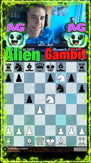 Volen Dyulgerov on Instagram: "Alien Gambit vs. Top Engine Moves! 👽 #reels #chess #chesscom #funny #viral #boardgames #chessreels #streamer #aliengambit"
