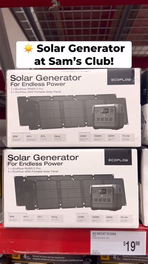 Sam’s Club Lovers on Instagram: "☀️ Power up your next adventure with this EcoFlow River 2 Pro Solar Generator! Perfect for camping, road trips, and emergency backup, this beast delivers up to 1600W output to run 80% of home appliances. Plus, it fully charges in just 70 minutes. Built to last with 10 years of daily use, this solar generator is $499. #samsclub #campinglife #roadtrips #solargenerator"
