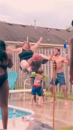 One Slip Away From Disaster 😳 | Pool Deck Accident Caught on Camera #shorts #viral