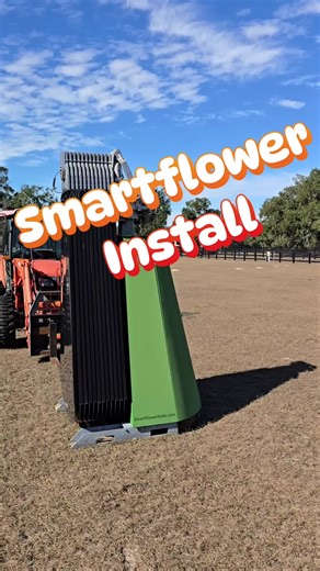Installing the Smartflower Solar Systems. They are functional kinetic art that produce 2.5kw of electricity. This version is strictly grid tie but there are battery type systems. I'm impressed at the engineering detail. They are a neat all-in-one unit. #solarpower #solar #engineering #electrician