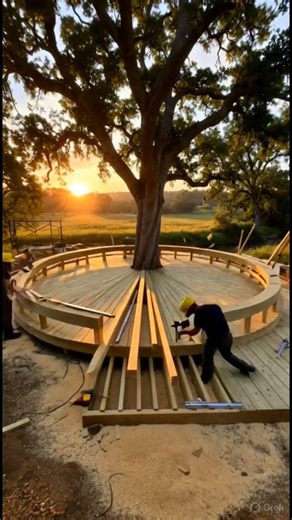Backyard Makeover: Stunning Circular Tree Bench Deck Build