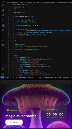 React timer in 1 minute #coding #frontendcourse #programming #react #webdev #javascript