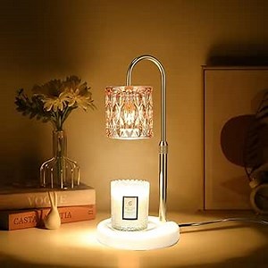 Candle Warmer Lamp Candle Warmer Lamp with Dimmer, Electric Candle Warmer for Jar Candles, Bedroom Home Decor, 2H/4H/8H Timer Adjustable Height with 2 Bulbs