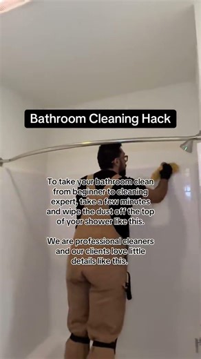 The perfect bathroom cleaning hack! Wipe down the top of the shower with a microfiber cloth to