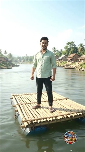Built a Whole House in the Middle of the Water 😱🎋 | Floating House Made Only of Bamboo | MiniCraf...