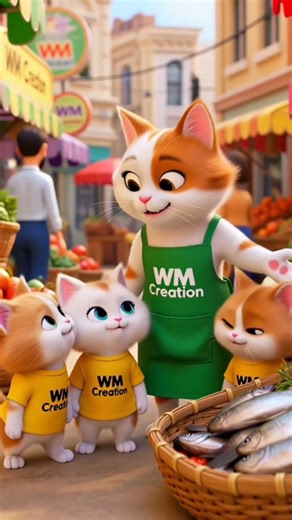 Mother Cat Goes to Market with Kittens 🐱🛒 | Cute Cat Cartoon Story | Funny Cat #shorts #catvideo