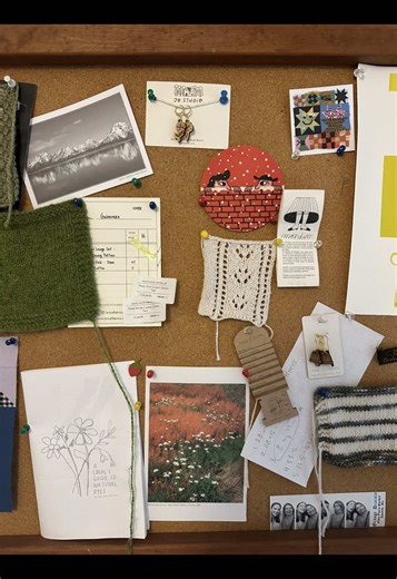 Cork board tour inspired by the queens @linds @Taylor Stack #inspo #knitting #crafting