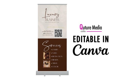 DIY Brown Retractable Business Banner Template (33x78) (canva Editable, Digital Download) - Etsy
