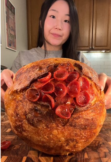 Pepperoni Pizza Sourdough Reveal With Hot Honey Drizzle