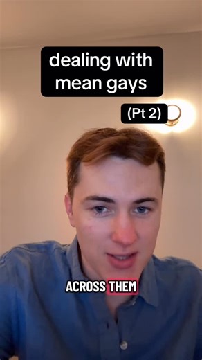 @boymeetstherapy on Instagram: "Dealing with mean gays (part 2): Clock it fast. If someone keeps taking little shots at you, that’s not “personality,” it’s disrespect. Stop trying to earn their approval, stop performing, and stop giving them extra chances in the moment. Use one simple line, then move on. If it happens again, exit. After that, switch to low access mode: less time, less attention, less information. Some people don’t get the warm version of you. They get polite distance. #lgbtq #ga