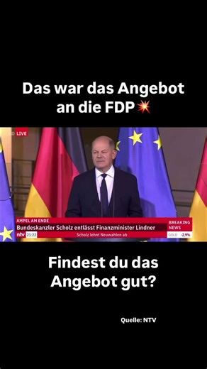 Das Ende mit einem lauten Knall💥 Wie findet ihr das Angebot von Olaf Scholz an Christian Lindner kurz vor seinem Rausschmiss? Kanzler Scholz will im Januar Vertrauensfrage stellen. Was denkt ihr wie es ausgeht? Euer @aktien4future #politik#cdu#scholz#lindner#fdp#diegrünen#afd#aktien#ampel#neuwahlen#regierung#berlin#dividenden#politik#finanzen#investieren
